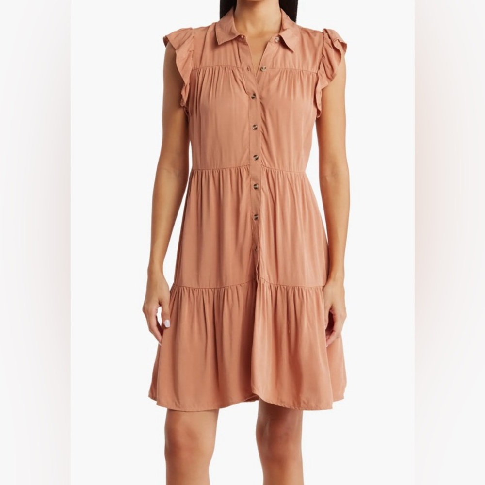 Lucky brand SZ M flutter sleeve tiered dress